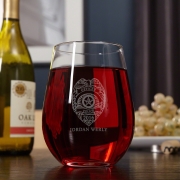 Police Badge Custom Giant Stemless Wine Glass