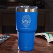 Police Badge Personalized Travel Mug – Blue